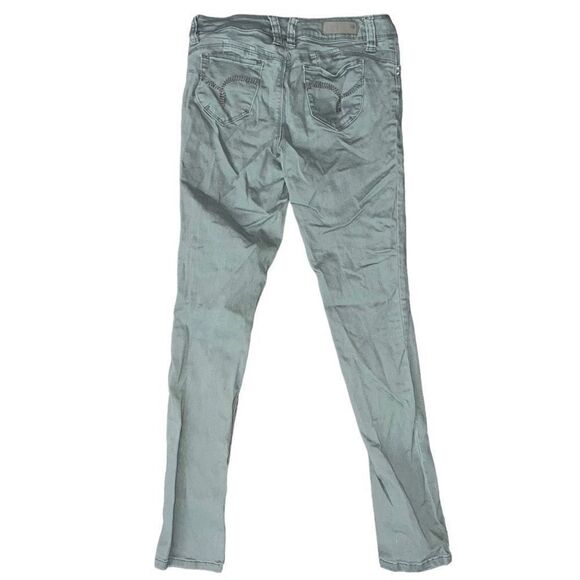 YMI Junior’s Olive Green Distressed Jeans Size 9 - Picture 3 of 9